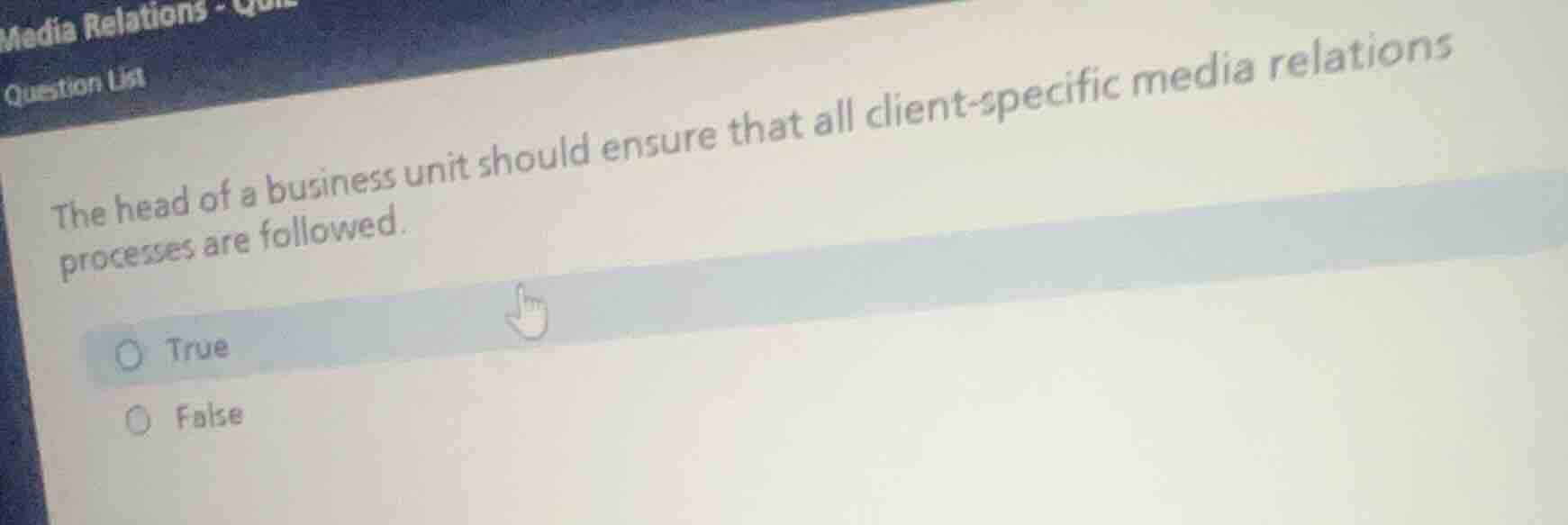 the head of a business unit should ensure that all client - specific me…