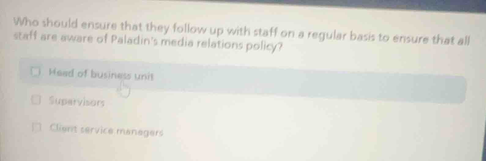 who should ensure that they follow up with staff on a regular basis to …