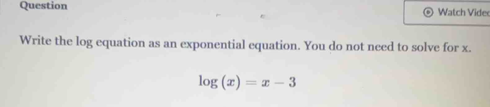 write the log equation as an exponential equation. you do not need to s…