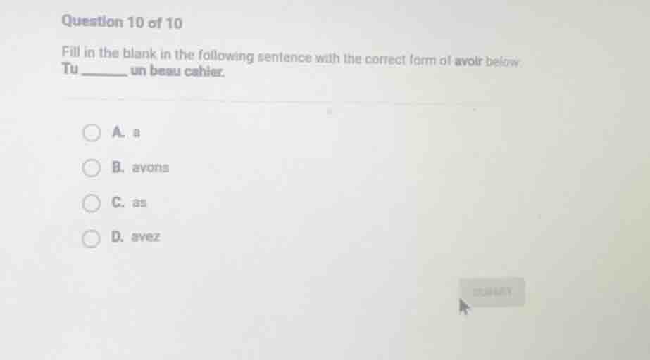 question 10 of 10 fill in the blank in the following sentence with the …