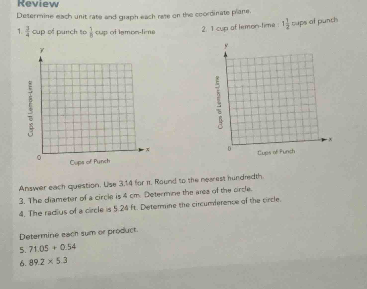 review determine each unit rate and graph each rate on the coordinate p…