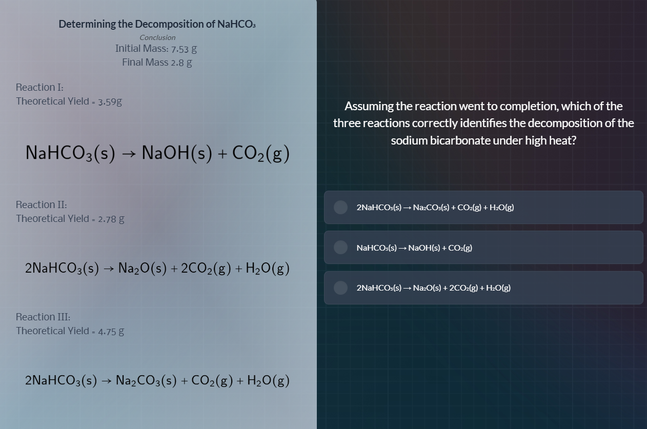 determining the decomposition of nahco₃ conclusion initial mass: 7.53 g…