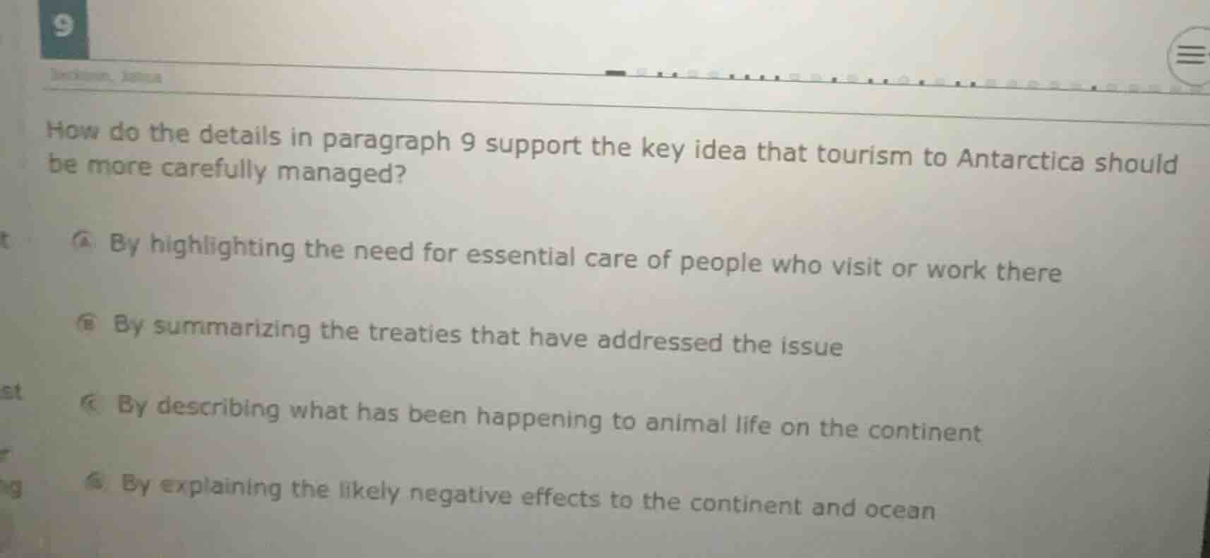 how do the details in paragraph 9 support the key idea that tourism to …