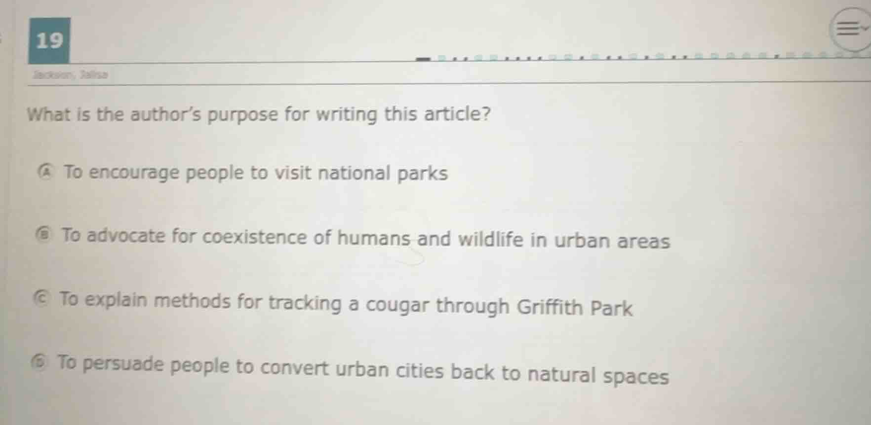 19 jackson, jalisa what is the author’s purpose for writing this articl…
