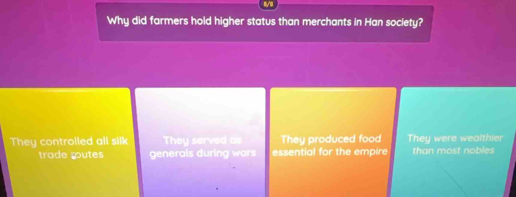 why did farmers hold higher status than merchants in han society? they …