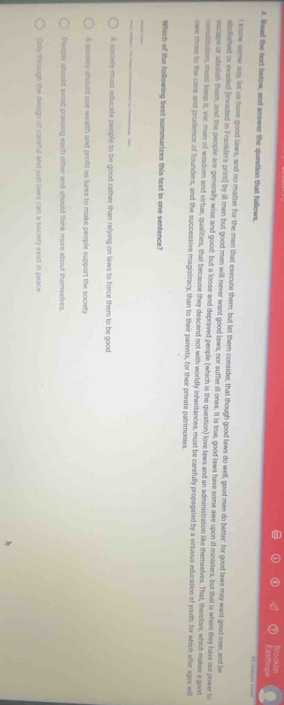 4. read the text below, and answer the question that follows. i know so…