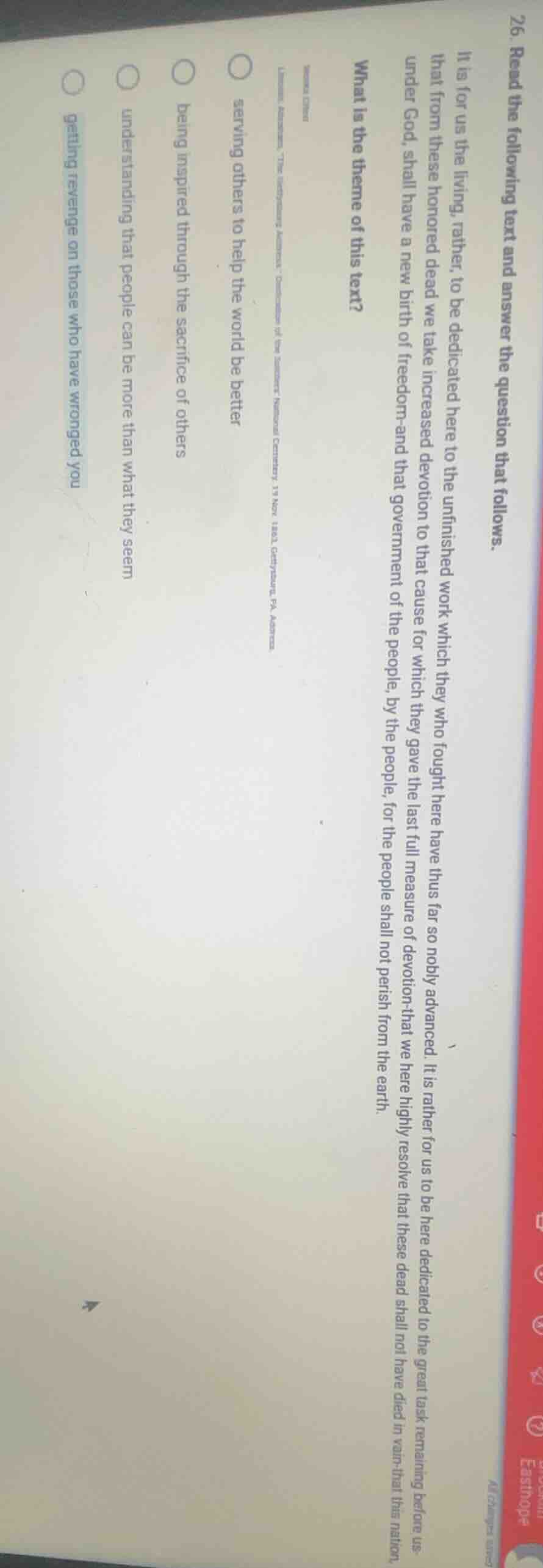 26. read the following text and answer the question that follows. it is…