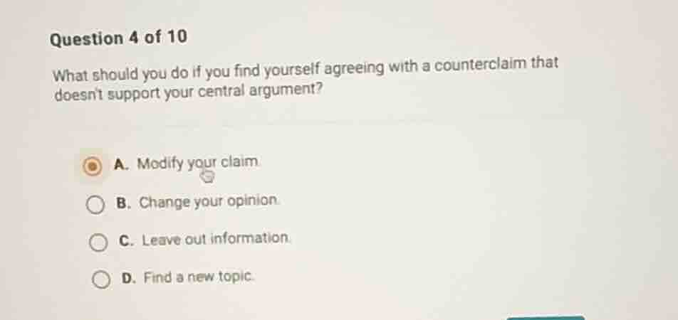 question 4 of 10 what should you do if you find yourself agreeing with …