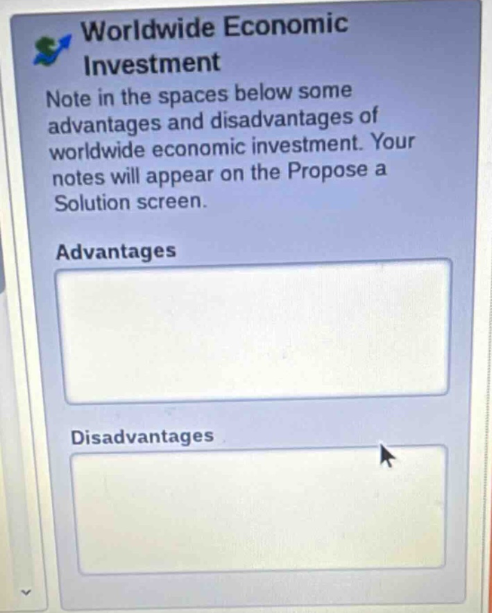 worldwide economic investment note in the spaces below some advantages …