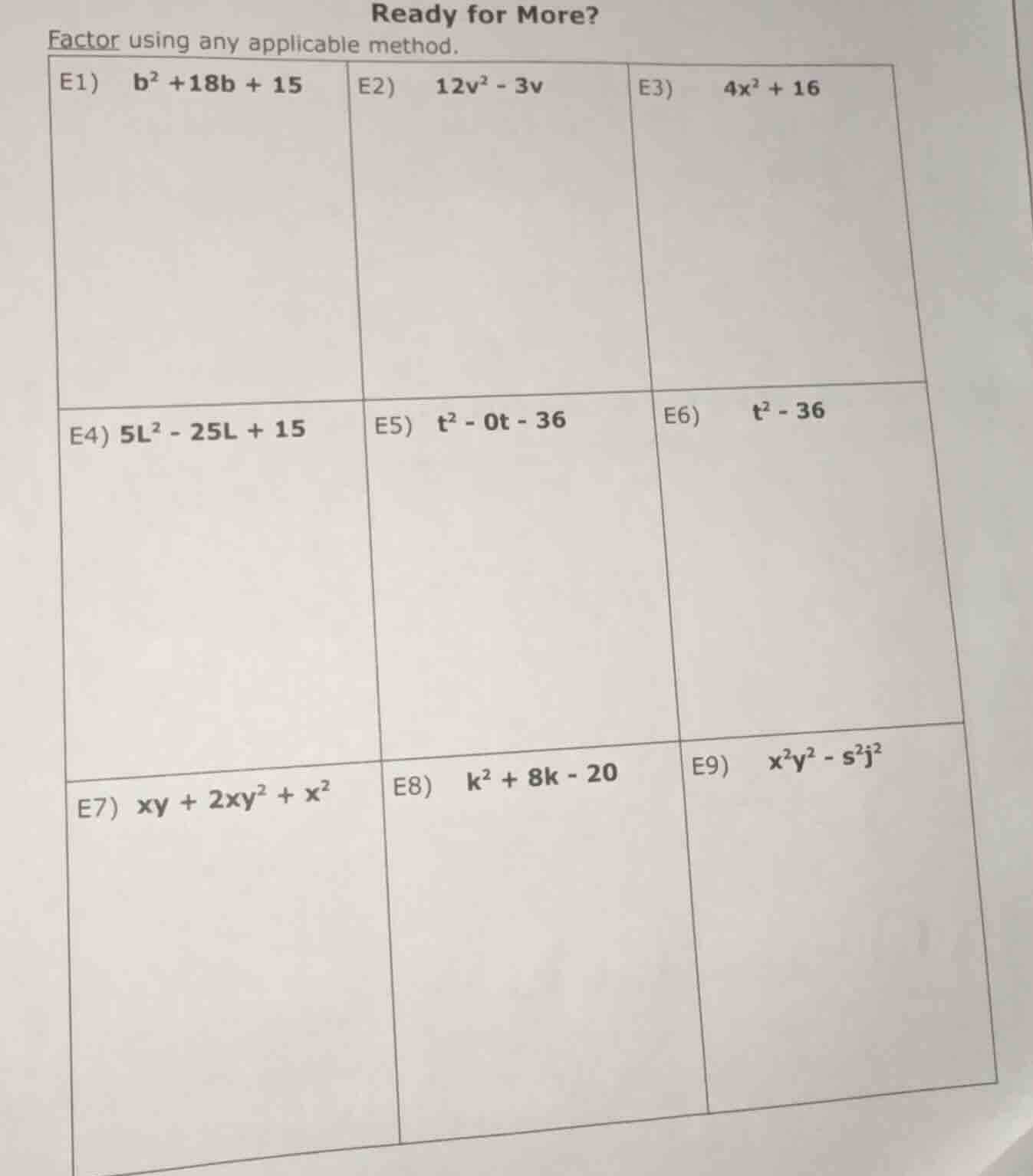 ready for more? factor using any applicable method. e1) ( b^2 + 18b + 1…