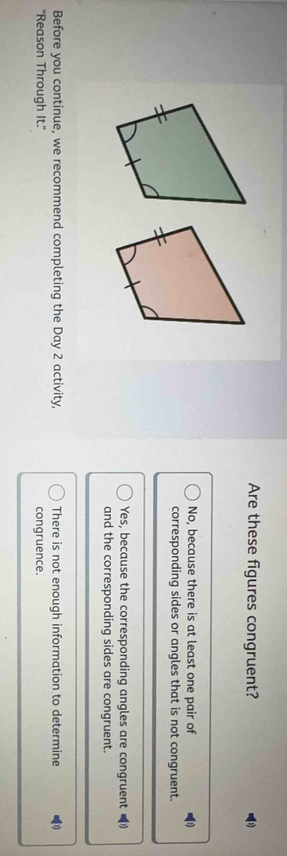 are these figures congruent? no, because there is at least one pair of …