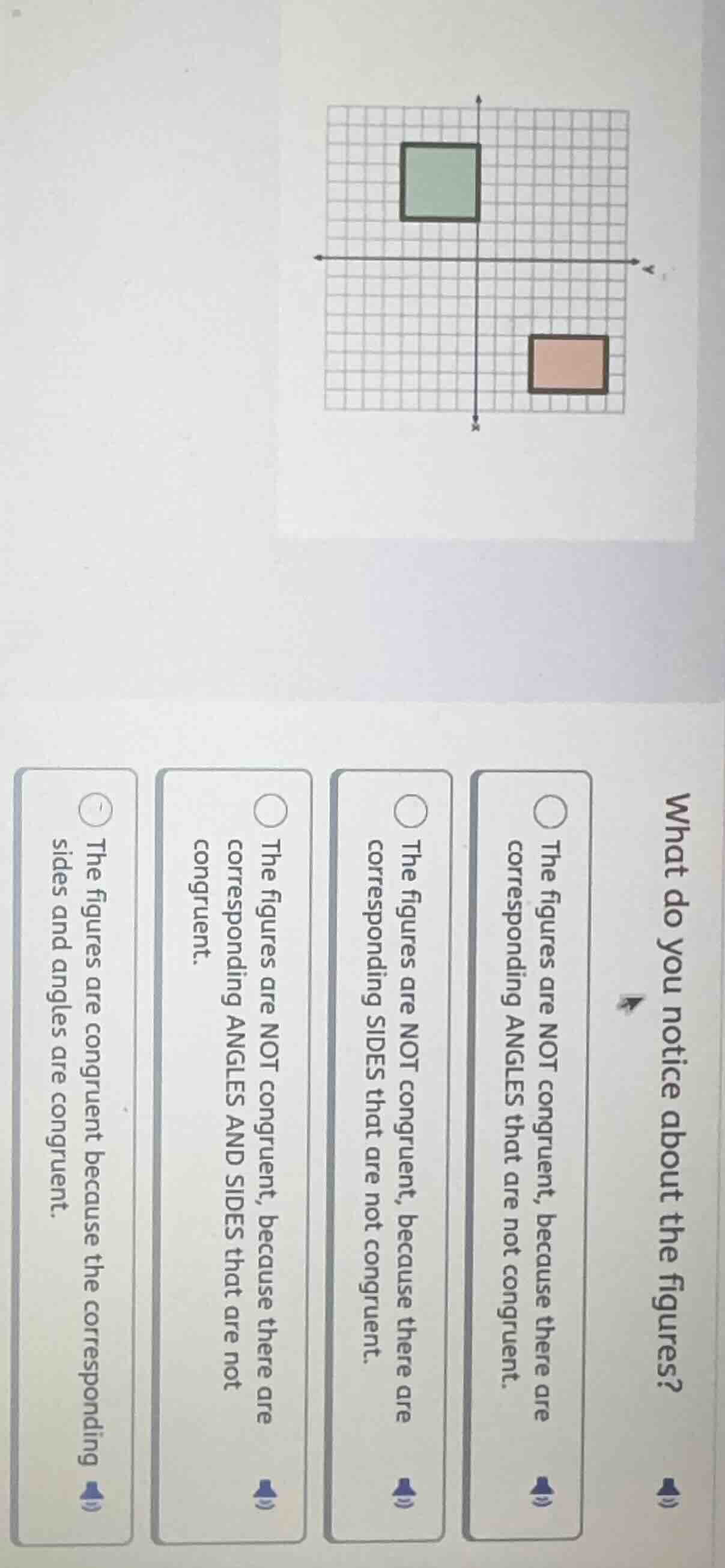 what do you notice about the figures? the figures are not congruent, be…