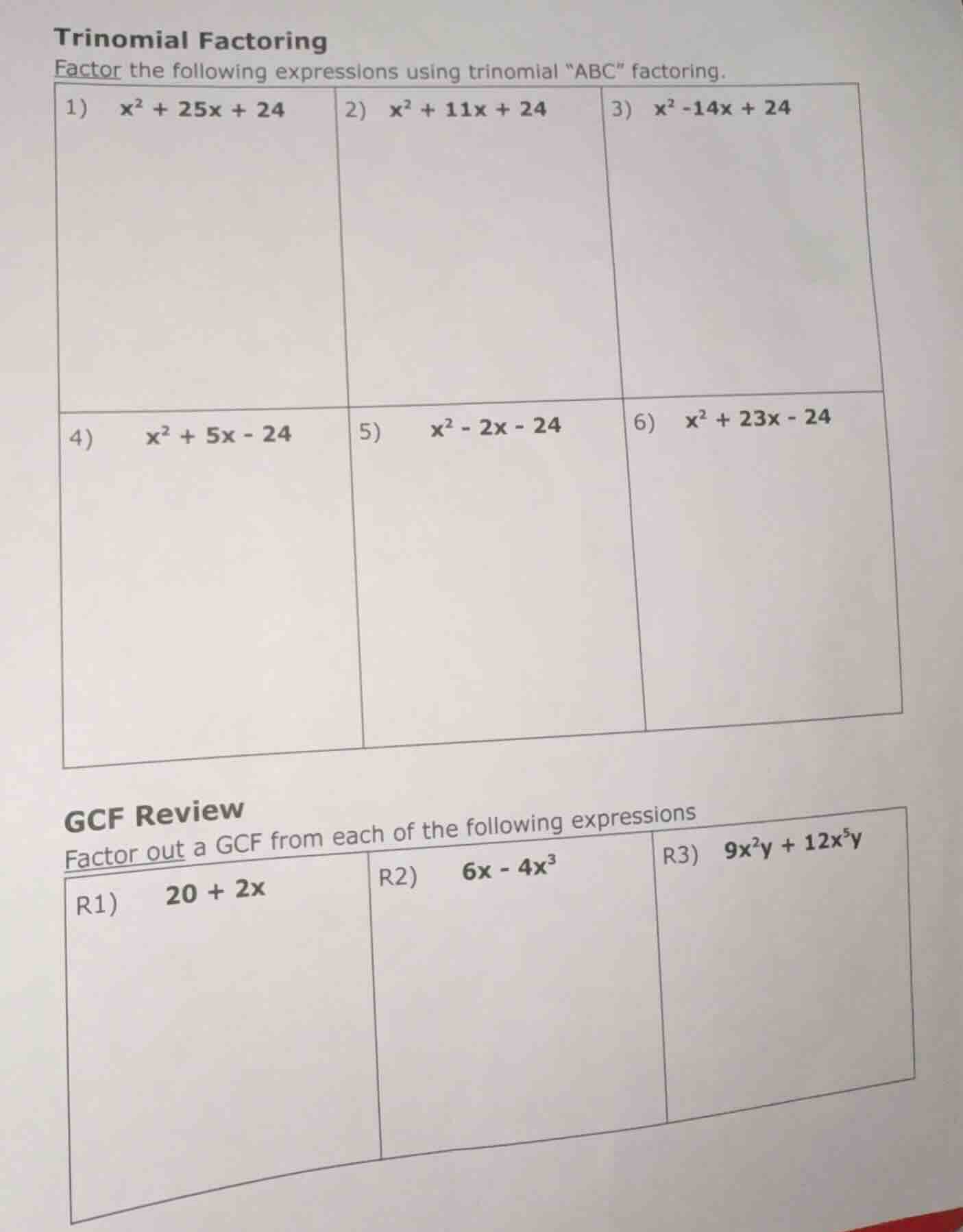 trinomial factoring factor the following expressions using trinomial \a…