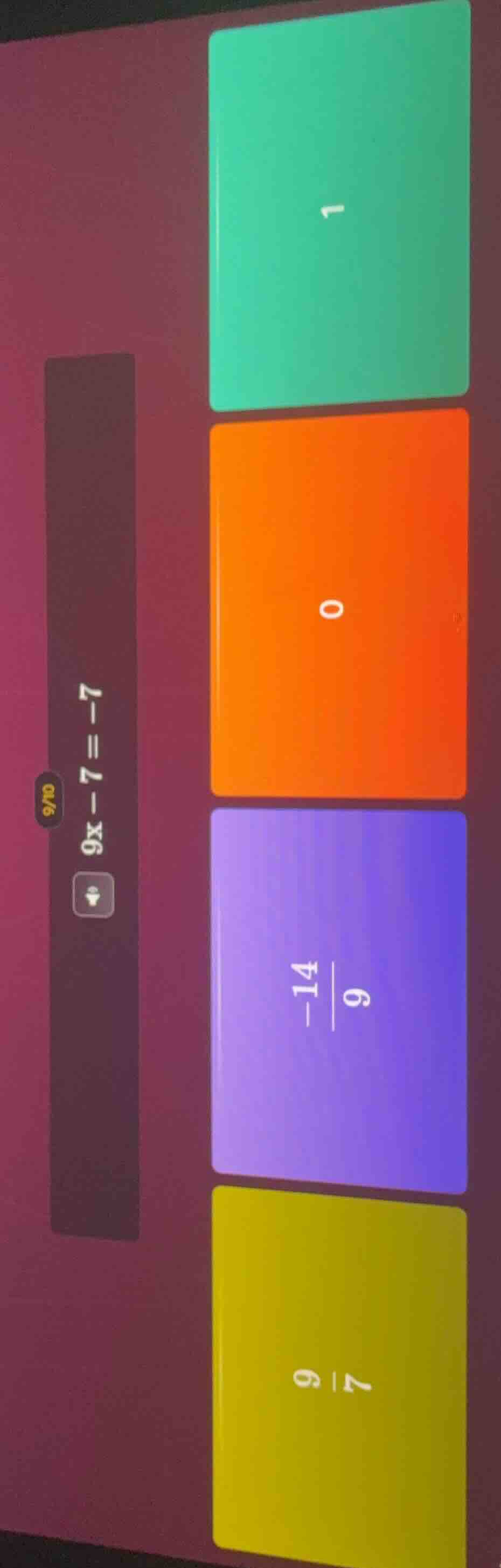 solve the equation $9x - 7 = -7$ and choose the correct answer from the…