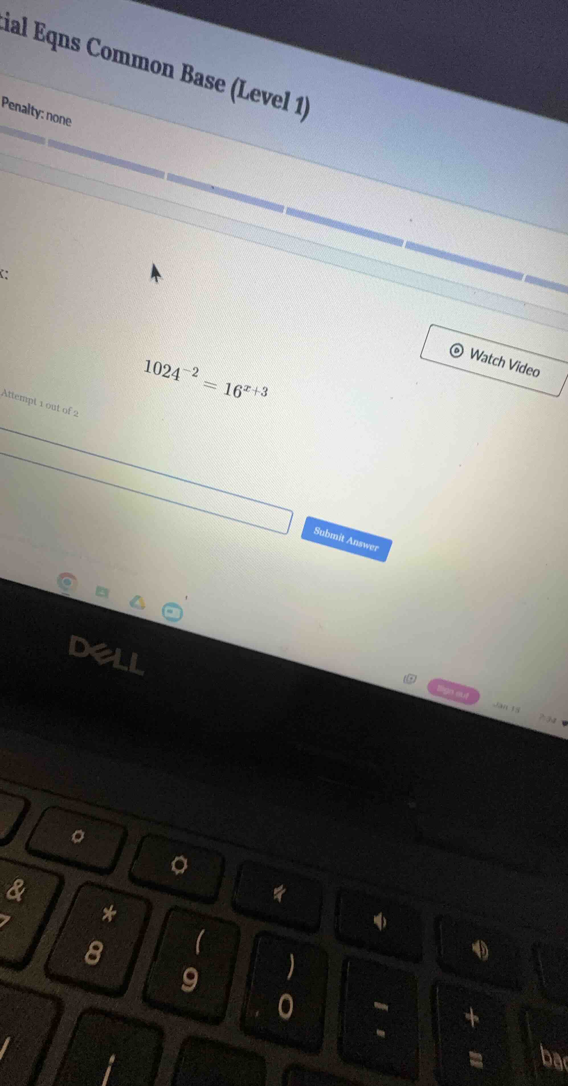 1024^{-2} = 16^{x+3}
