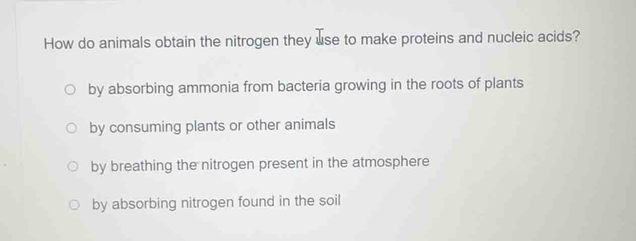 how do animals obtain the nitrogen they use to make proteins and nuclei…