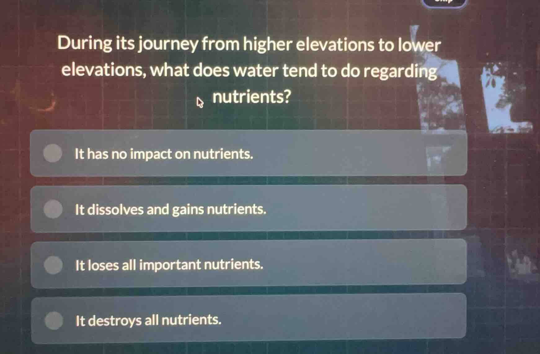 during its journey from higher elevations to lower elevations, what doe…