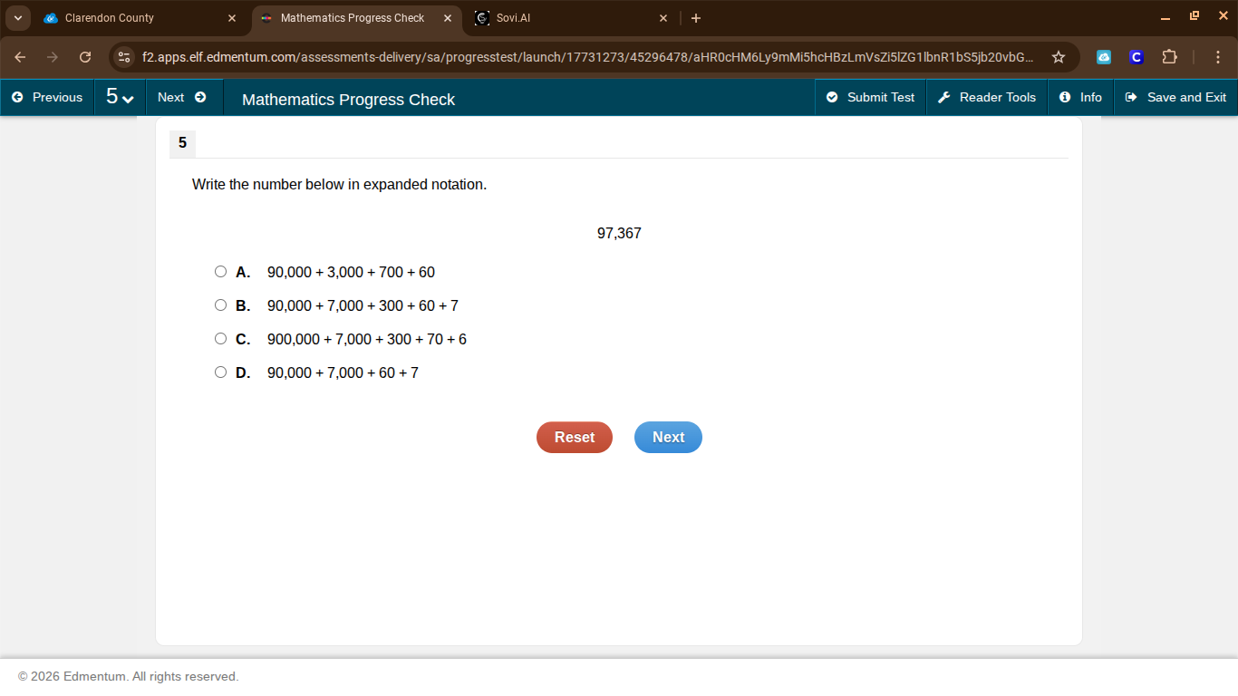 write the number below in expanded notation. 97,367 a. 90,000 + 3,000 +…