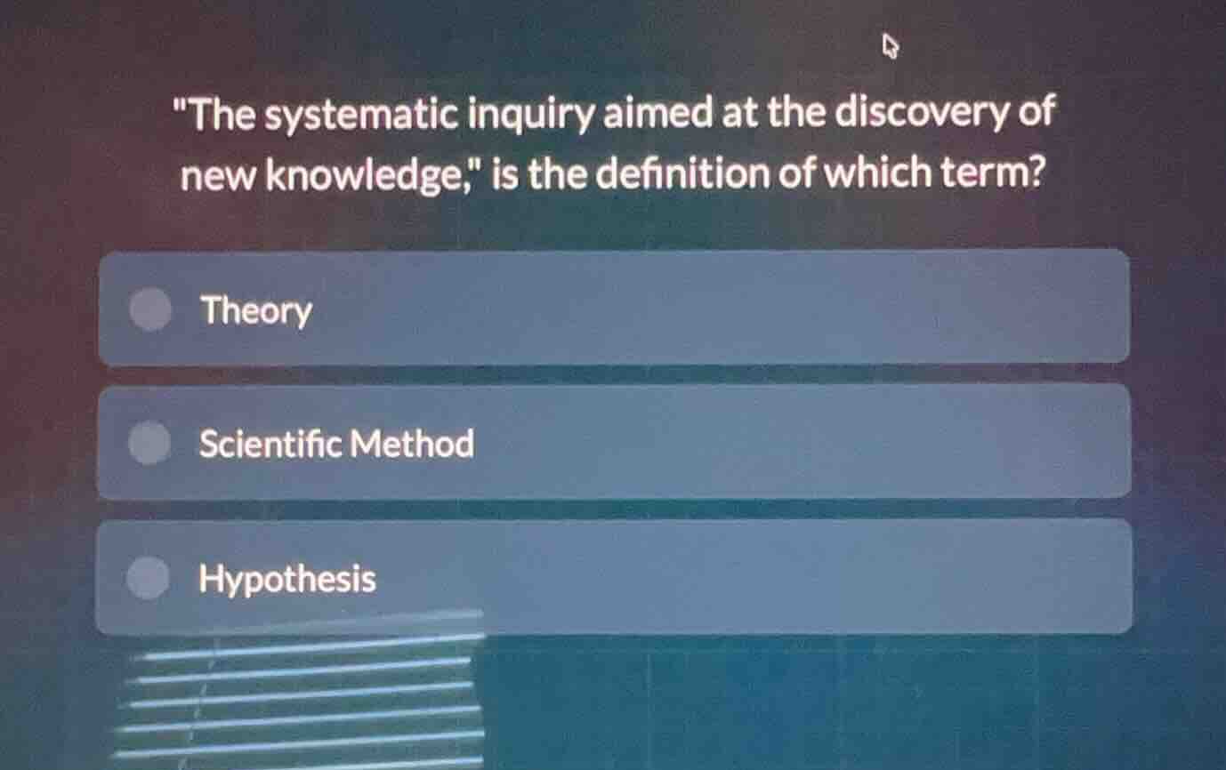 the systematic inquiry aimed at the discovery of new knowledge,\ is the…