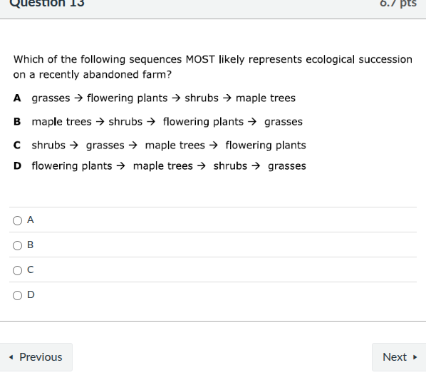 question 13 6.7 pts which of the following sequences most likely repres…