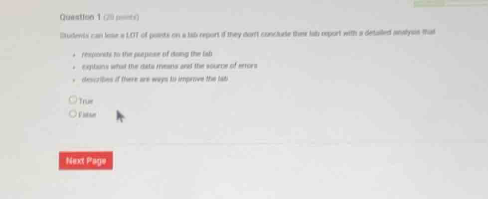 question 1 (20 points) students can lose a lot of points on a lab repor…