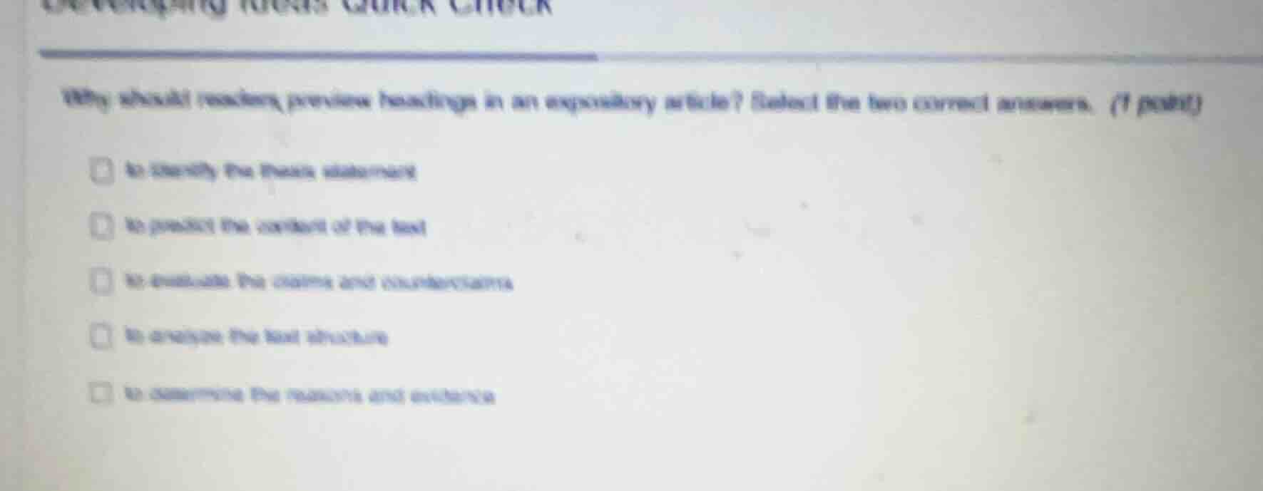 why should readers preview headings in an expository article? select th…