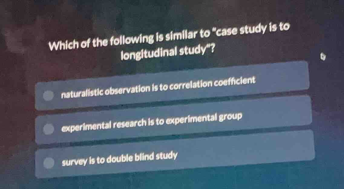 which of the following is similar to \case study is to longitudinal stu…