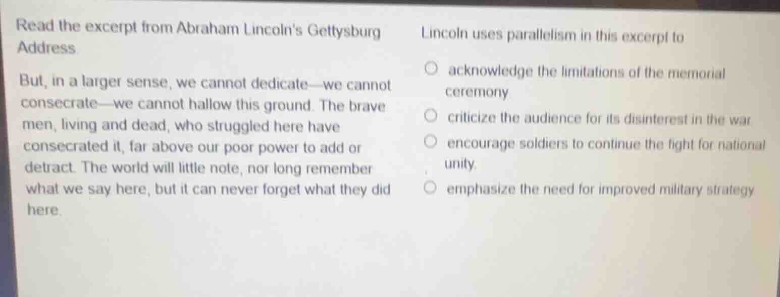 read the excerpt from abraham lincolns gettysburg address but, in a lar…