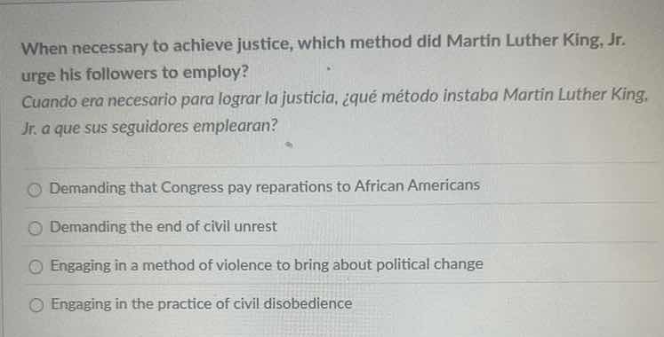 when necessary to achieve justice, which method did martin luther king,…
