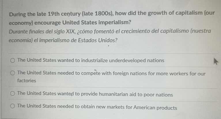 during the late 19th century (late 1800s), how did the growth of capita…