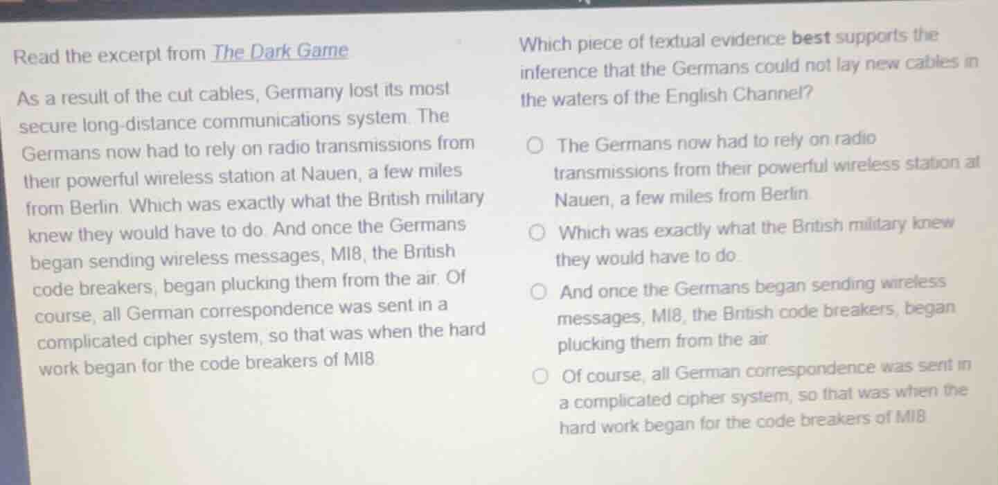 read the excerpt from the dark game as a result of the cut cables, germ…