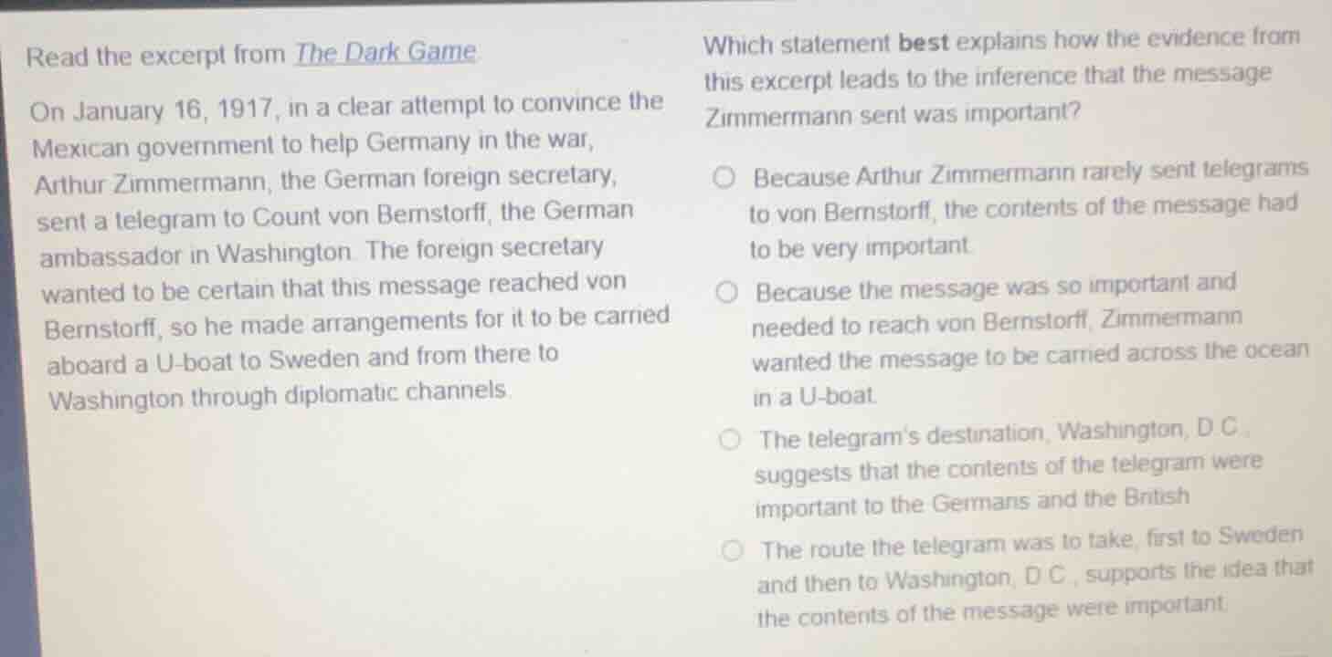 read the excerpt from the dark game on january 16, 1917, in a clear att…