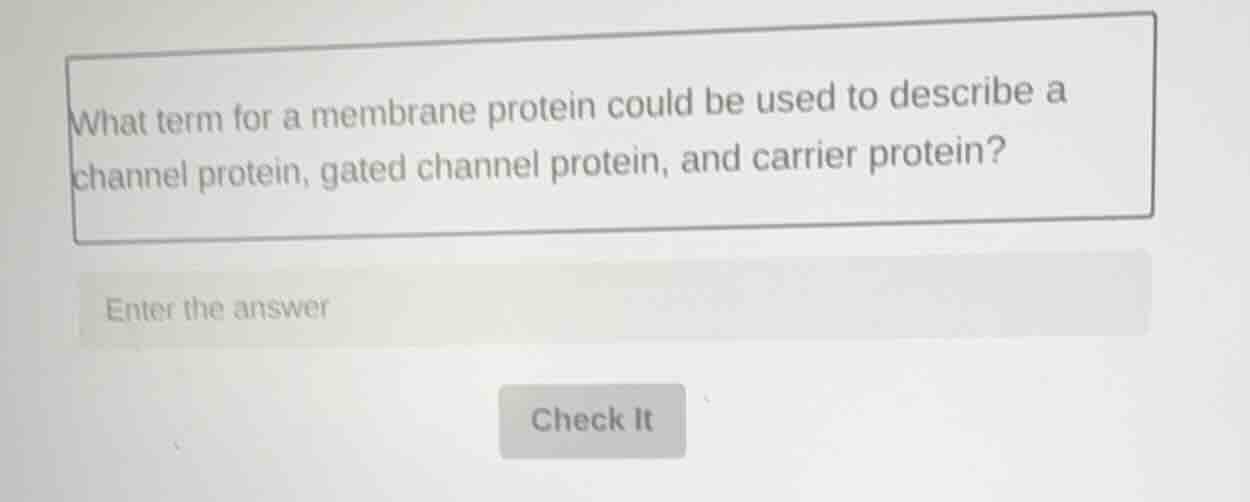 what term for a membrane protein could be used to describe a channel pr…