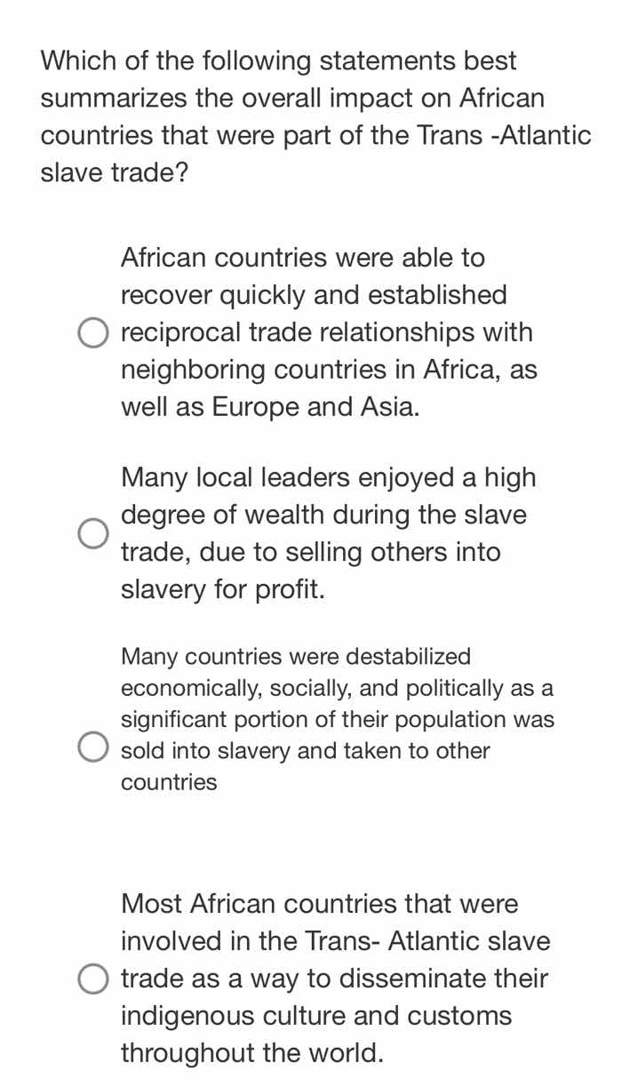 which of the following statements best summarizes the overall impact on…