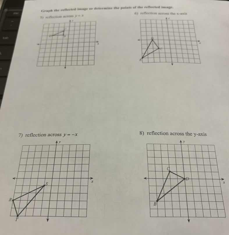 graph the reflected image or determine the points of the reflected imag…