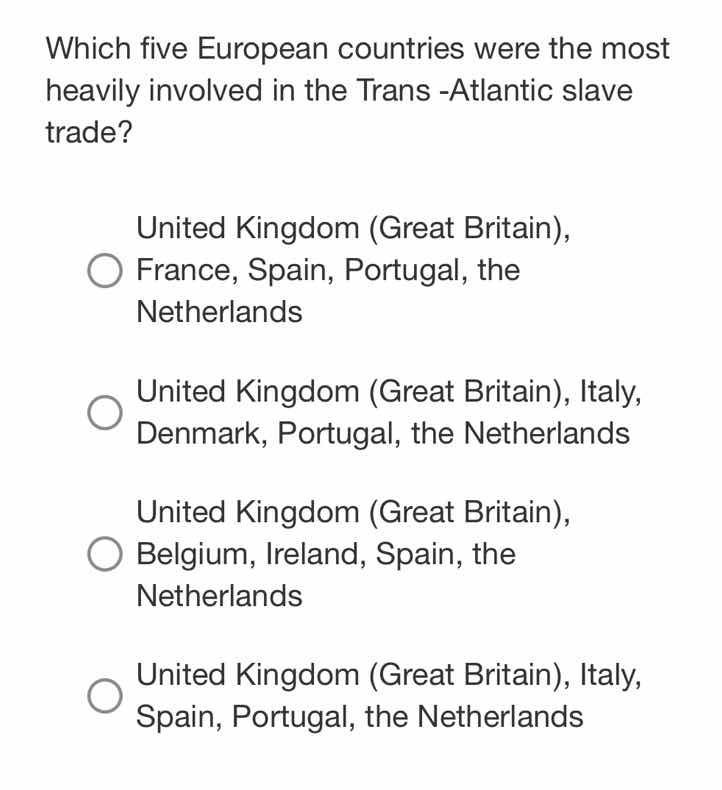 which five european countries were the most heavily involved in the tra…