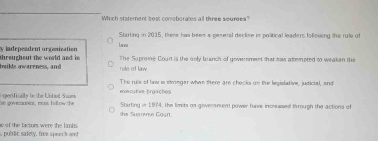 which statement best corroborates all three sources? starting in 2015, …