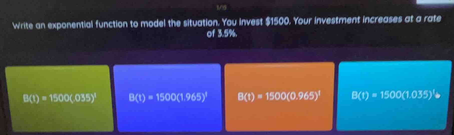 write an exponential function to model the situation. you invest $1500.…