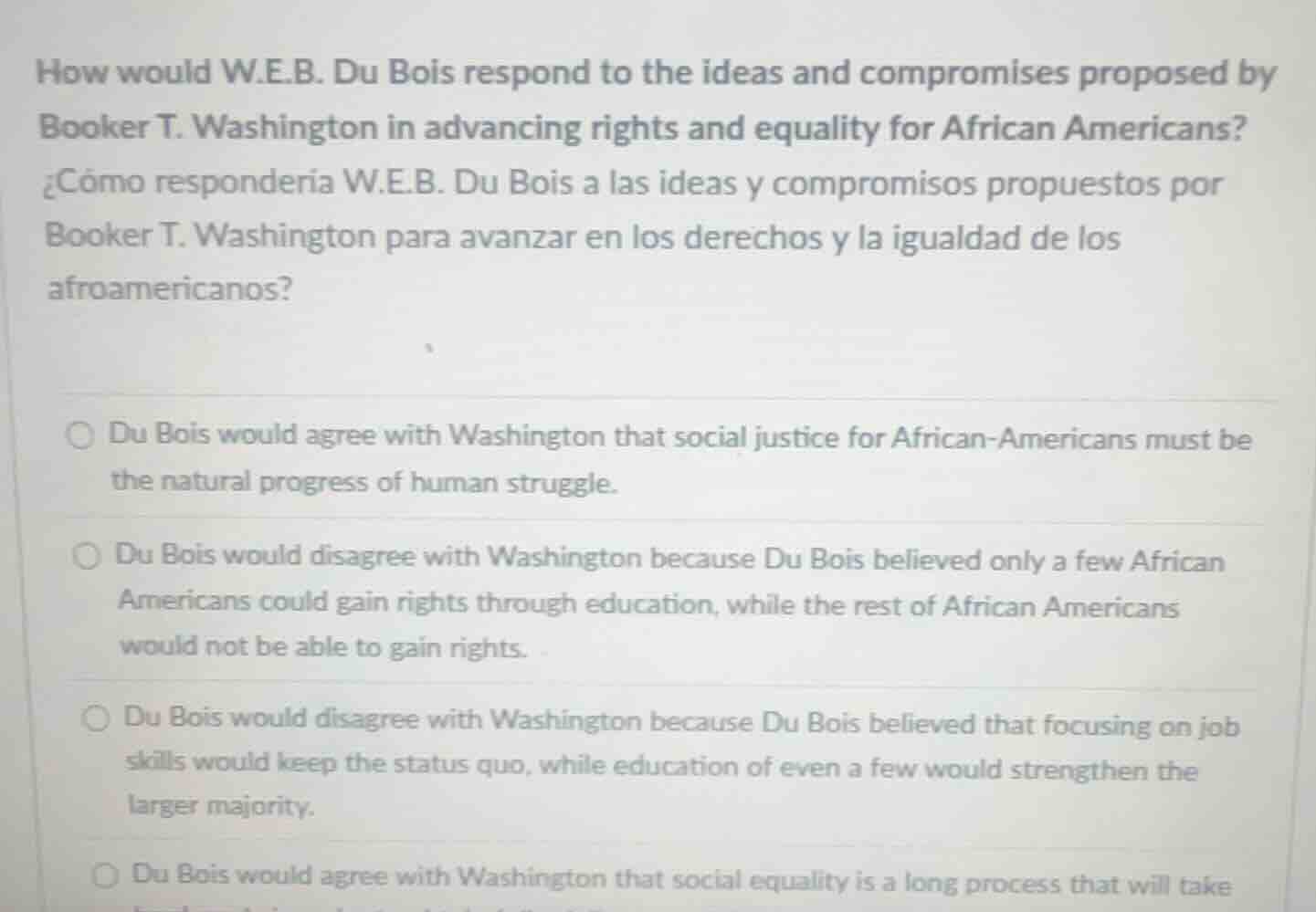 how would w.e.b. du bois respond to the ideas and compromises proposed …