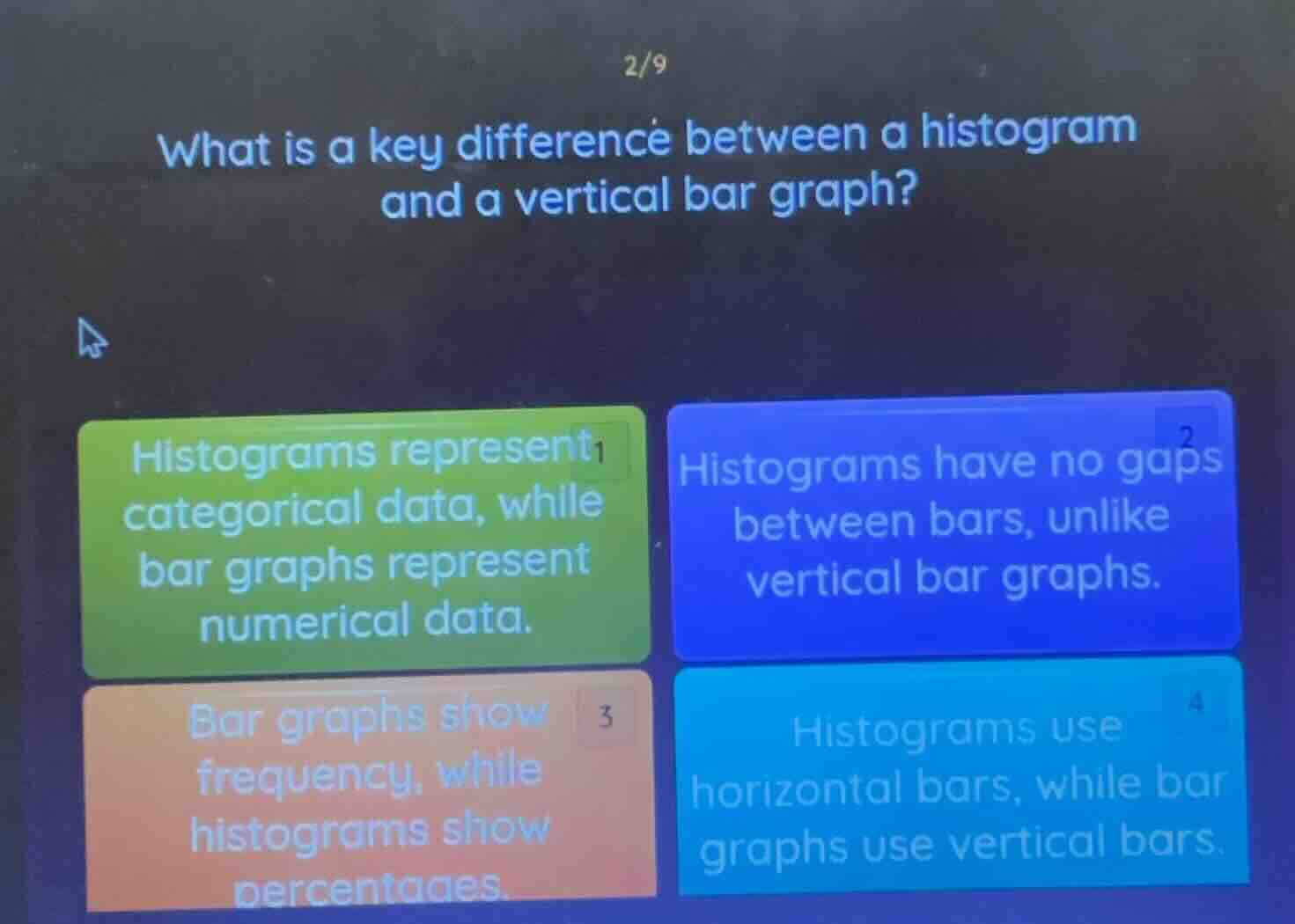 2/9 what is a key difference between a histogram and a vertical bar gra…