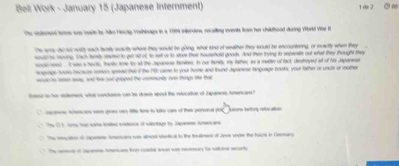 bell work - january 15 (japanese internment) the statement below was ma…