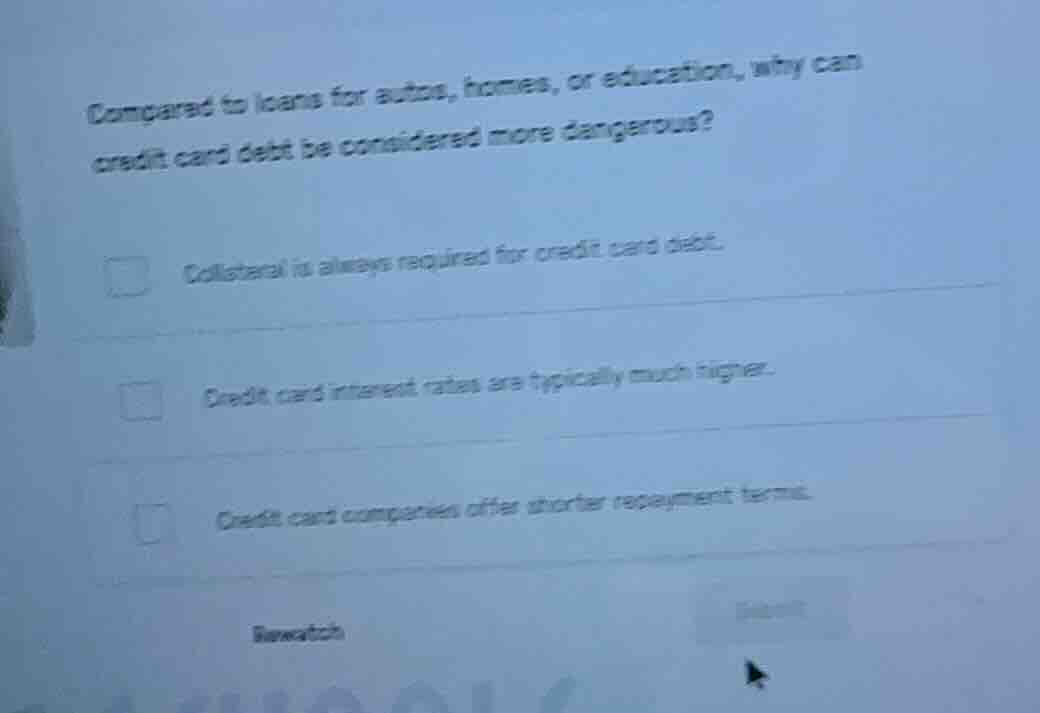 compared to loans for autos, homes, or education, why can credit card d…