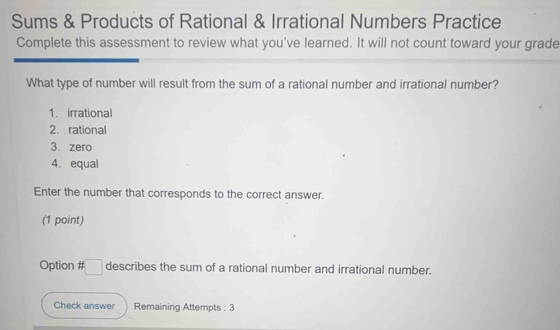 sums & products of rational & irrational numbers practice complete this…