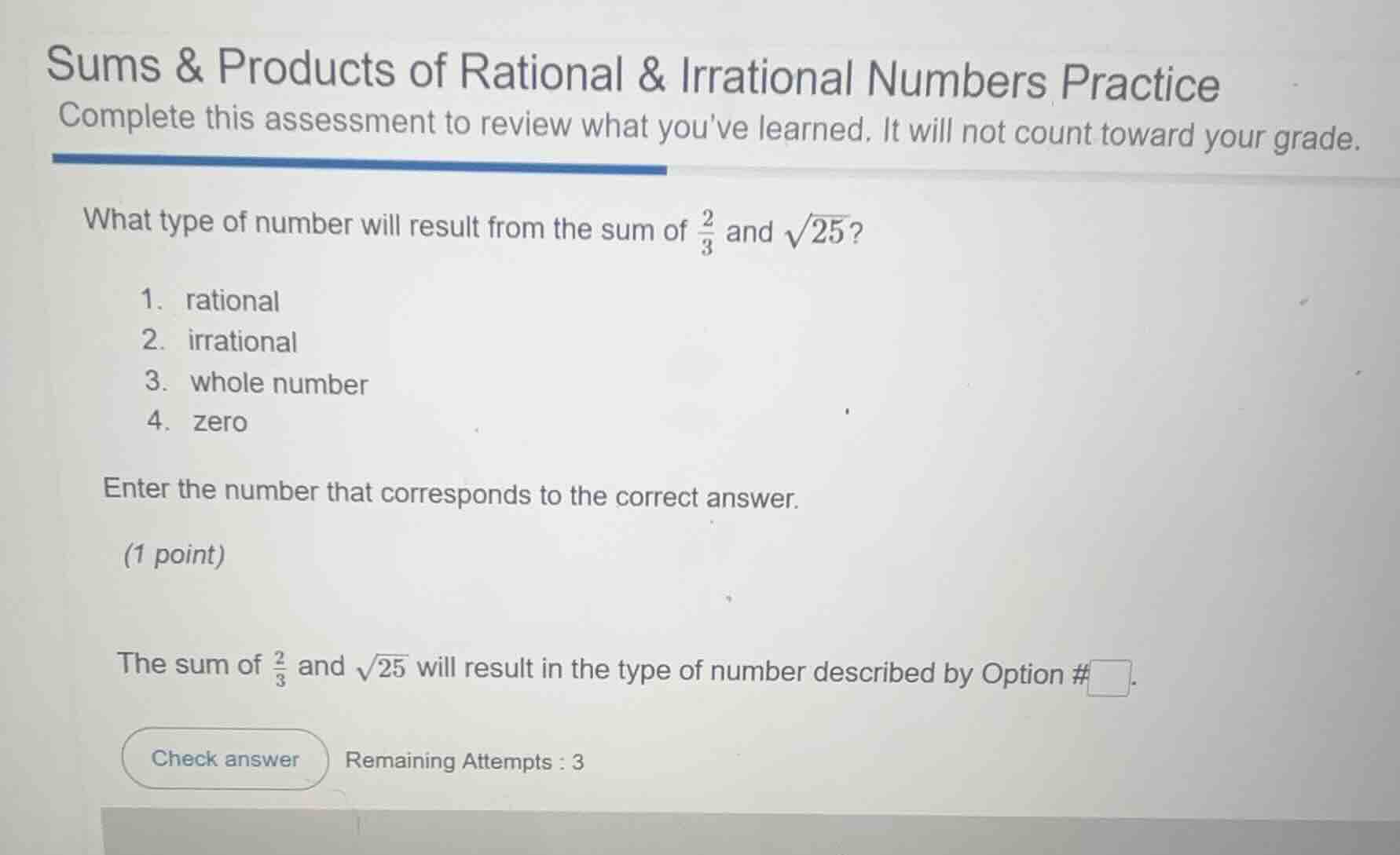 sums & products of rational & irrational numbers practice complete this…