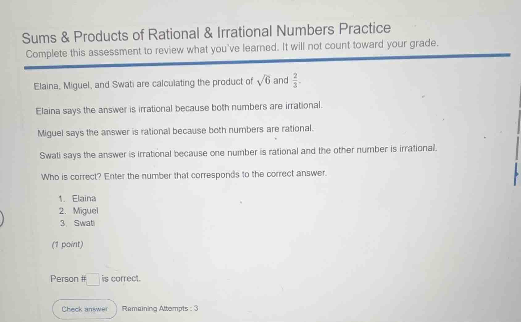 sums & products of rational & irrational numbers practice complete this…