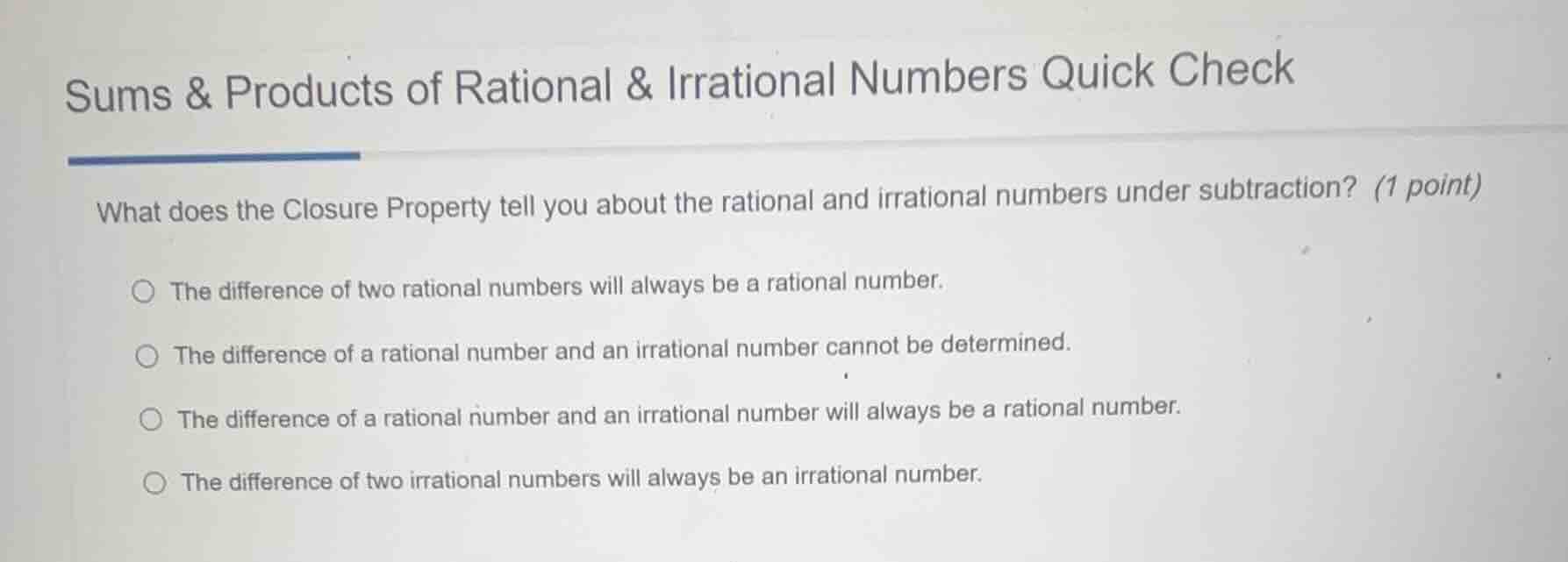 sums & products of rational & irrational numbers quick check what does …
