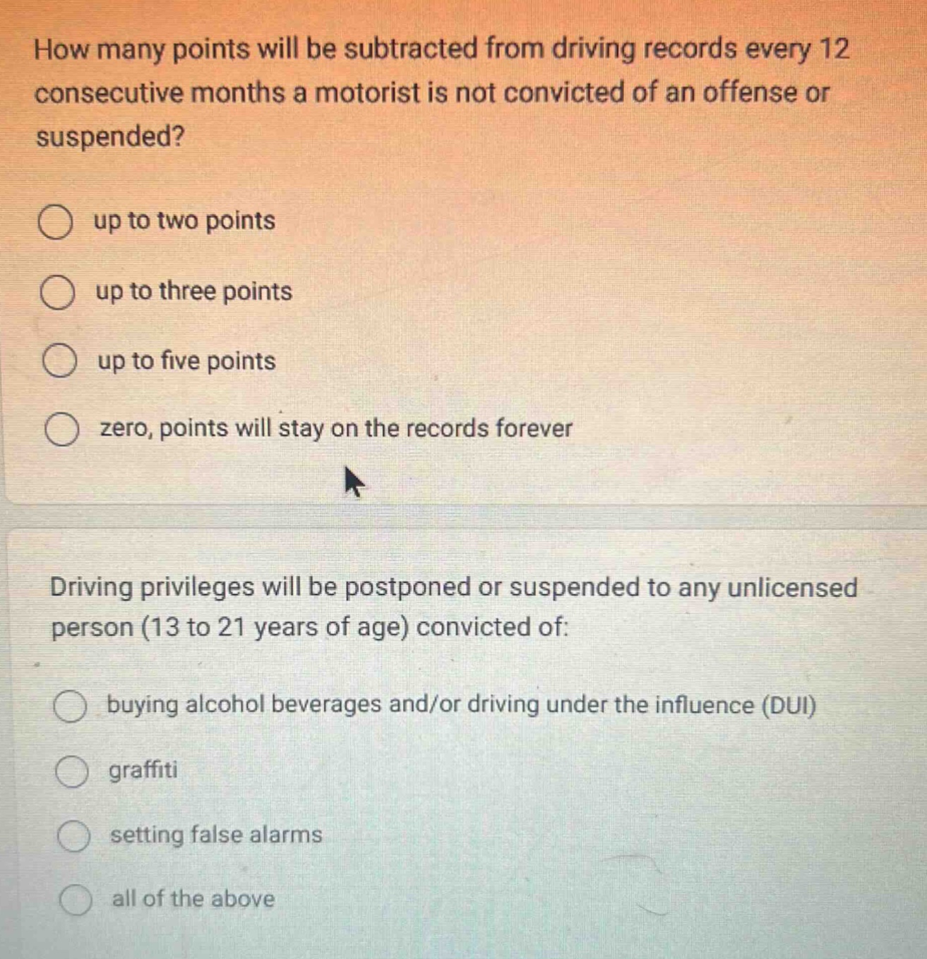 how many points will be subtracted from driving records every 12 consec…