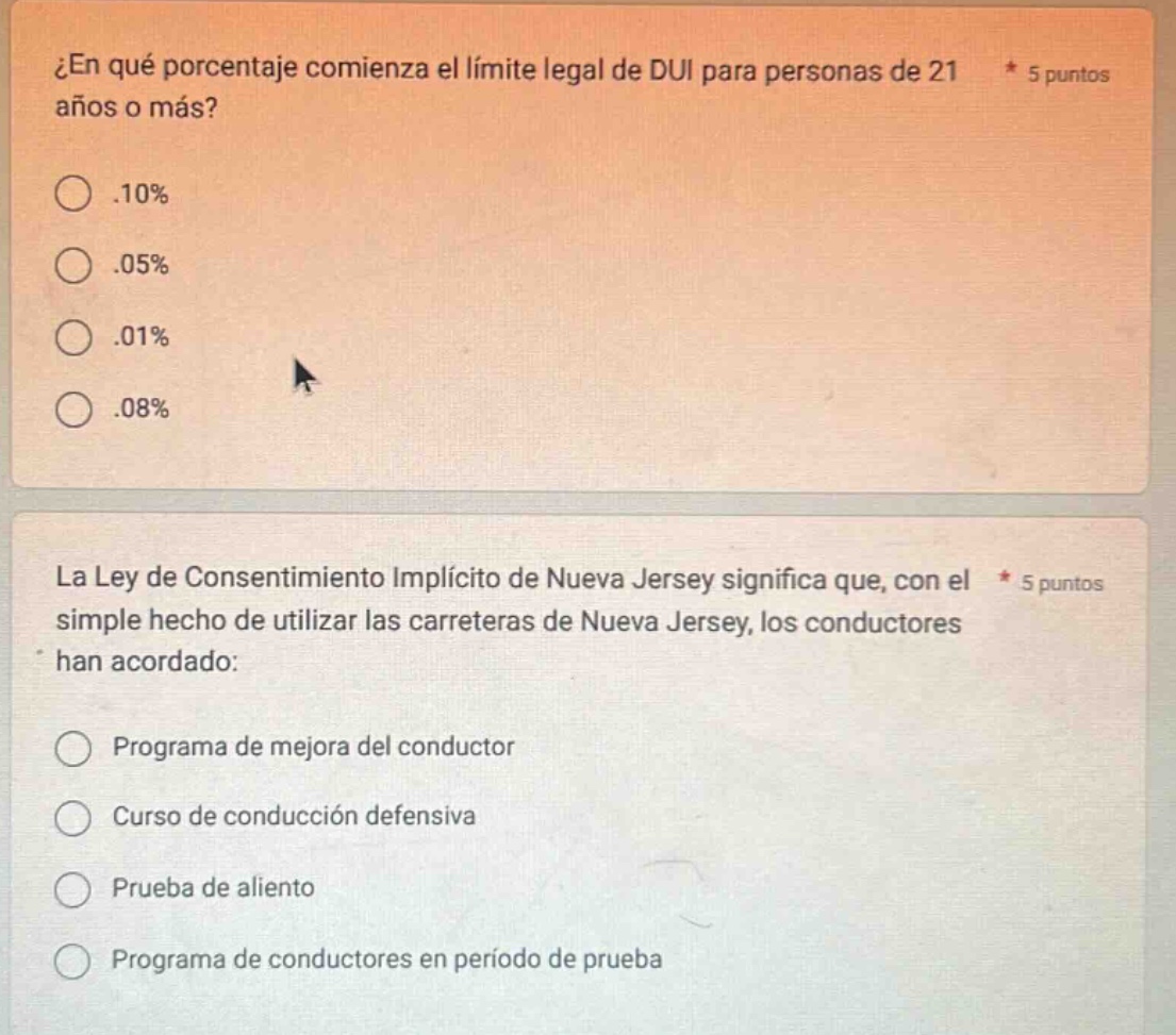 ¿en qué porcentaje comienza el límite legal de dui para personas de 21 …