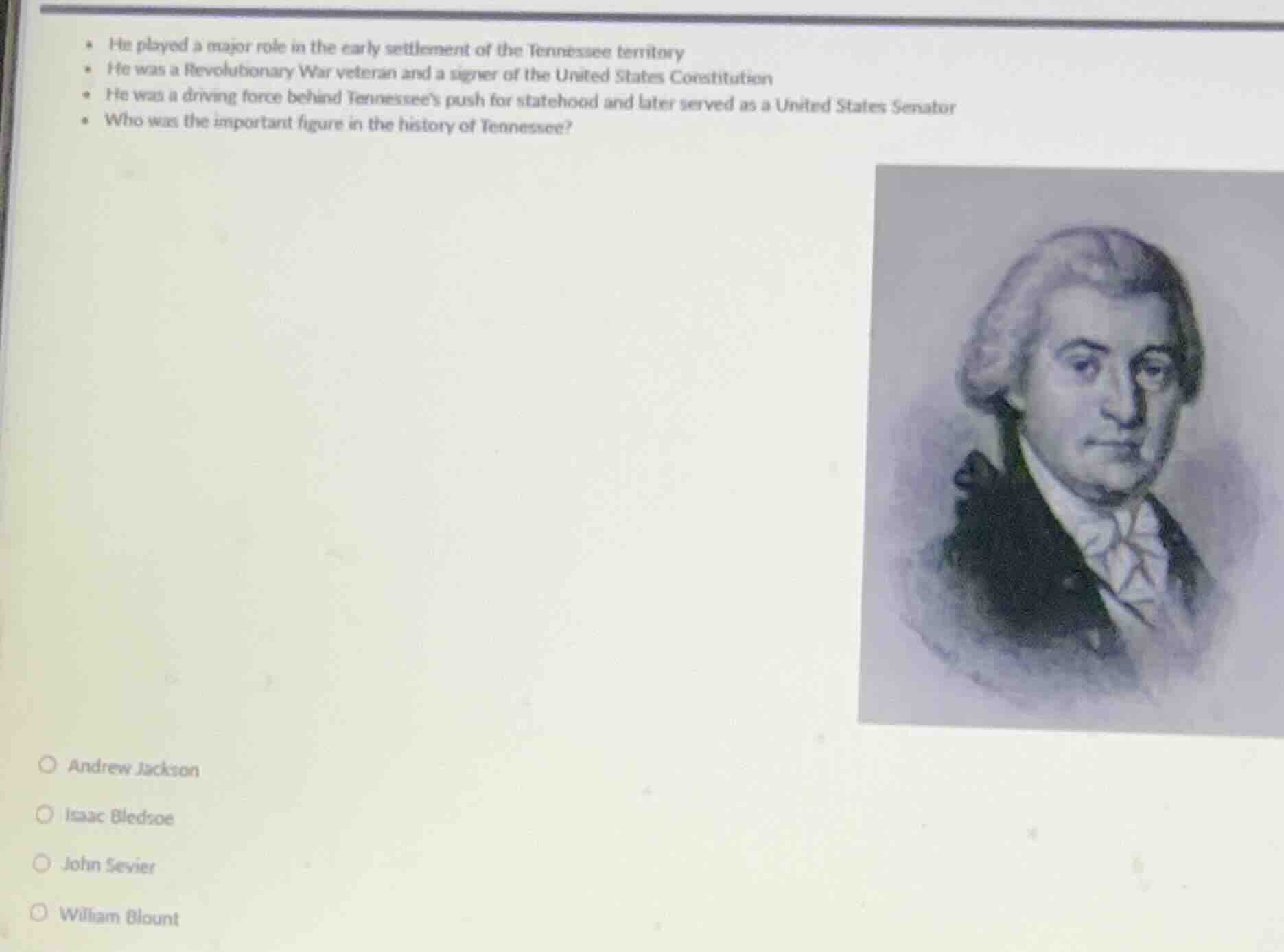 • he played a major role in the early settlement of the tennessee terri…