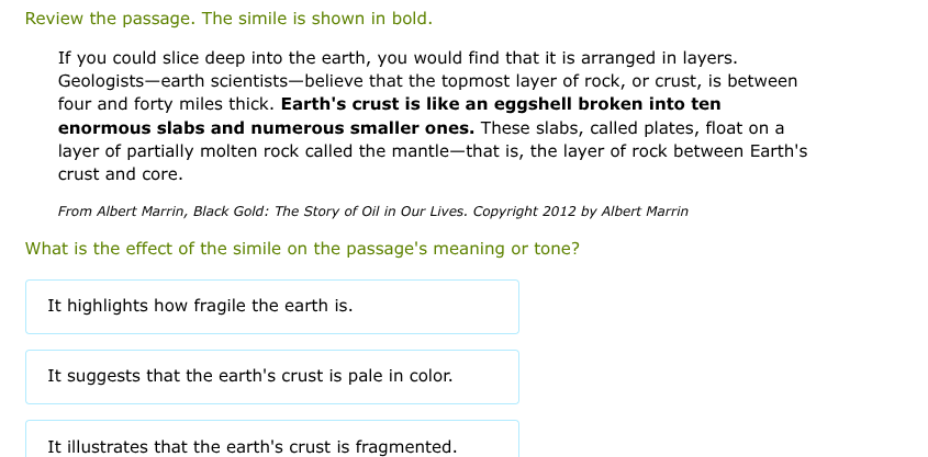 review the passage. the simile is shown in bold. if you could slice dee…